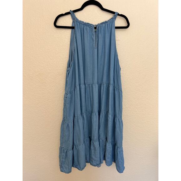Torrid Chambray Blue Tiered Sleeveless Shift Dress Lyocell Size 3 (3X) - Picture 3 of 11